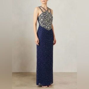 LAURENCE KAZAR NEW YORK Vintage Glamoratti 80s Silk Beaded Maxi Gown